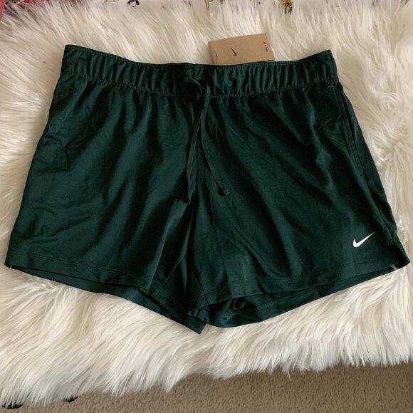 NIKE Dri-Fit Knit Shorts in Hunter Green Sz LARGE - Picture 1 of 4